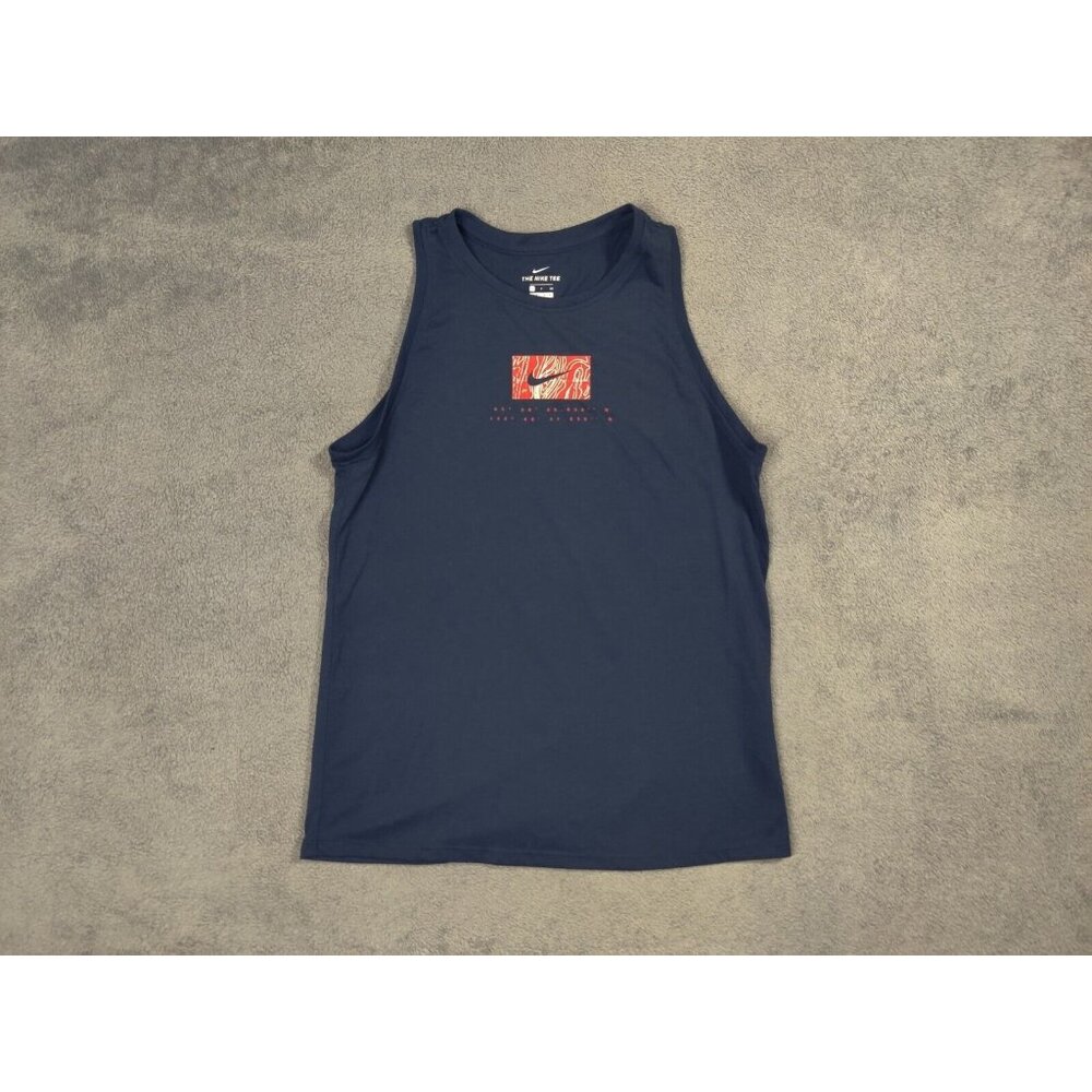 Nike Shirt Adult Womens Small Dark Blue Swoosh Box Logo Nike Dri Fit Tank Top
